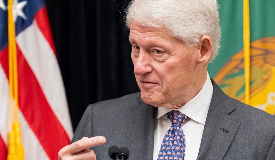 Former President Bill Clinton speaks in the Cash Room of the Treasury Department during an event for the anniversary of the Community Development Financial Institutions Fund, Nov. 21, 2024, in Washington. (AP Photo/Jacquelyn Martin, File)