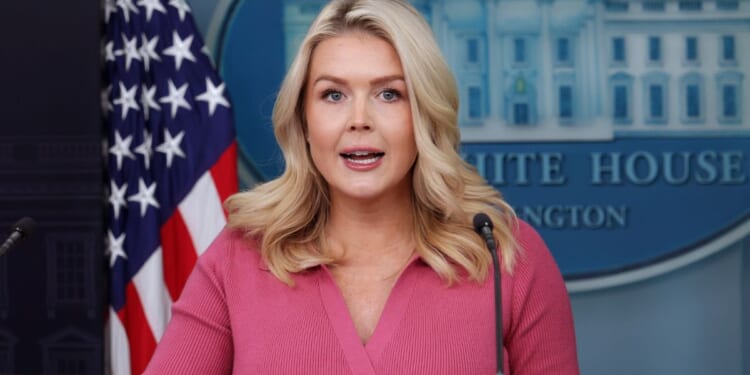 White House Press Secretary Karoline Leavitt, seen in a Feb. 5 photo, listed the policies Democrats refused to stand for during Tuesday's State of the Union address. The list included voter ID laws, keeping violent criminals locked up, and putting American citizens over illegal aliens.