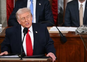 President Donald Trump delivers the State of the Union address in the Capitol on Tuesday.