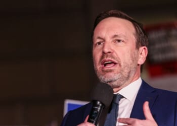 Sen. Chris Murphy speaks during the ICE Out for Good Protest at the U.S. Customs and Border Protection Office on Jan. 13, 2026, in Washington, D.C.