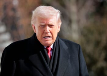 President Donald Trump departs the White House on Jan. 27, 2026, in Washington, D.C.