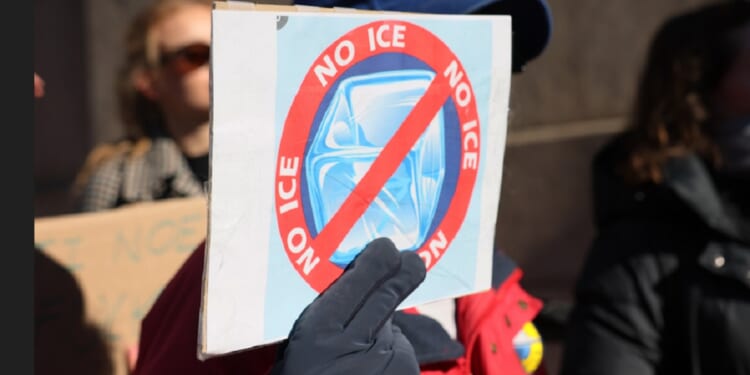 A protest against Immigration and Customs Enforcement is pictured in New York City on Feb. 5.