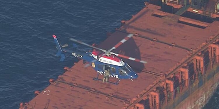 Swedish authorities investigate a cargo ship they believe is stateless