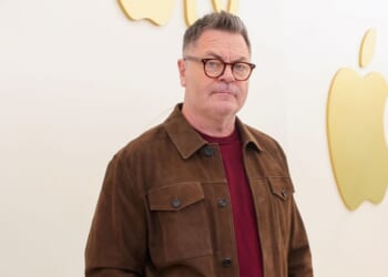 Nick Offerman from Apple's series “Margo’s Got Money Troubles,” at the Apple TV Press Day at the Barker Hangar on Feb. 3, 2026, in Santa Monica, California.