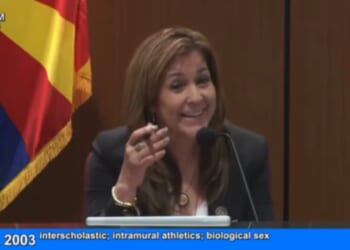 Arizona state Sen. Catherine Miranda sparred with women's sports advocate Kaylie Ray on March 11, 2026.