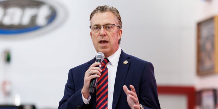 Rep. Andy Ogles speaks during a get out the vote event held in support of Republican congressional candidate Matt Van Epps on Dec. 1, 2025, in Franklin, Tennessee.