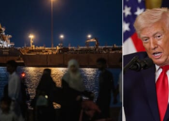 The Albina Bulk carrier, left, sits anchored on March 22, 2026 at Sultan Qaboos Port in Muscat, Oman. Oil prices immediately reacted after President Donald Trump announced "productive" talks with a member of the Iranian government.