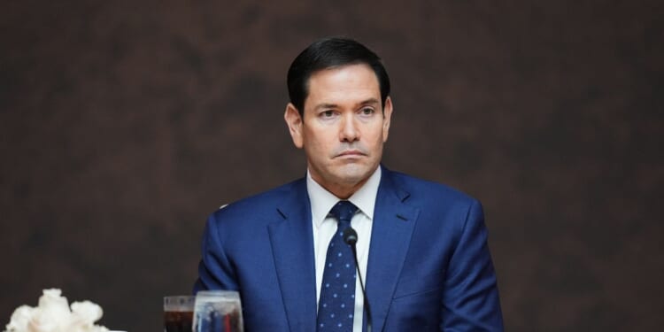 Secretary of State Marco Rubio attends a working lunch at the "Shield of the Americas" Summit at Trump National Doral in Miami, Florida, on March 7, 2026.