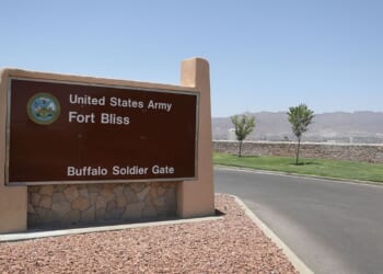 An entrance to Fort Bliss is shown in a file photo dated June 25, 2018. An immigrant detention center at the U.S. Army post has been closed to visitors due to a reported measles outbreak.