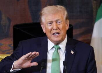 U.S. President Donald Trump speaks during the annual Friends of Ireland Luncheon at the U.S. Capitol on March 17, 2026 in Washington, DC.