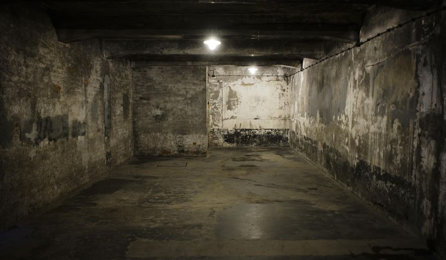 FILE - A view inside gas chamber one at the former Nazi death camp of Auschwitz I in Oswiecim, Poland, Dec. 8, 2019. (AP Photo/Markus Schreiber, File)