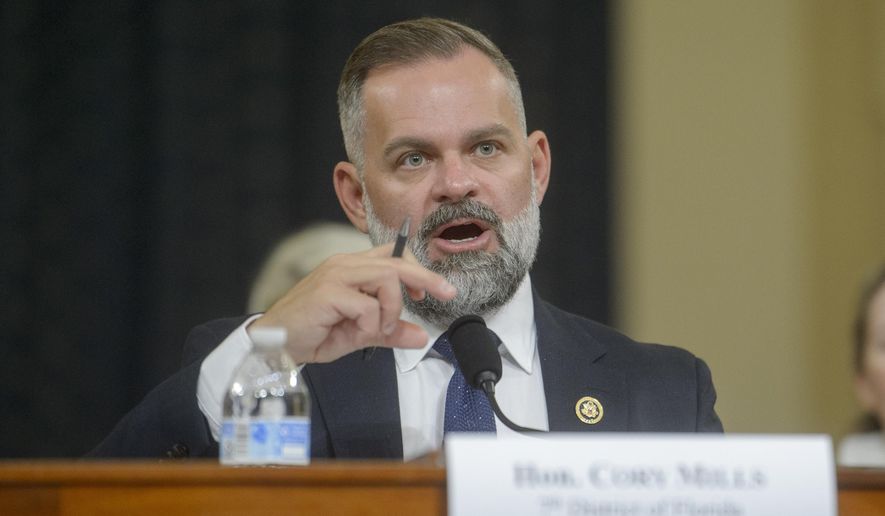 Rep. Cory Mills, R-Fla., testifies at Capitol Hill in Washington, Sept. 26, 2024. (AP Photo/Rod Lamkey Jr., File)