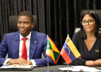 A pin worn by Venezuela’s Rodriguez on state visits riles Guyana