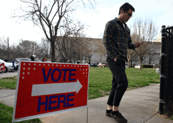 Mecklenburg County voters go to polls for the midterm elections in a total of 195 precincts as the Board of Elections receives the ballots in Charlotte NC, United States on March 03, 2026 (Peter Zay/Anadolu via Getty Images)