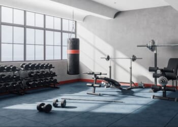 An interior view of a gym fitness room.