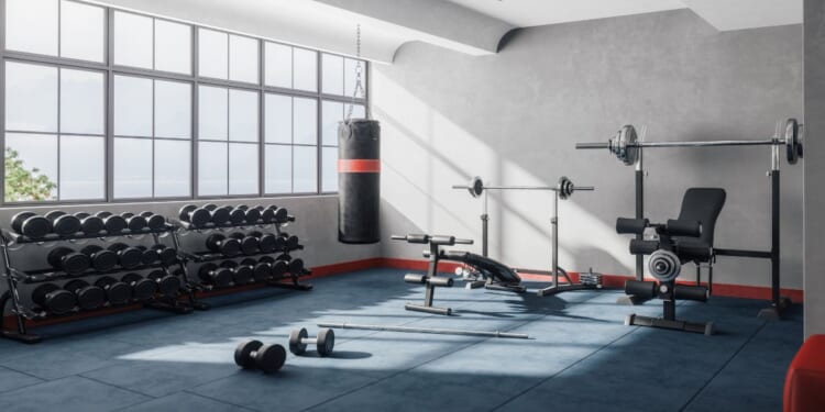 An interior view of a gym fitness room.