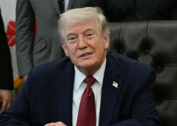 President Donald Trump speaks after signing an executive order in the Oval Office of the White House in Washington, D.C., on April 18, 2026.