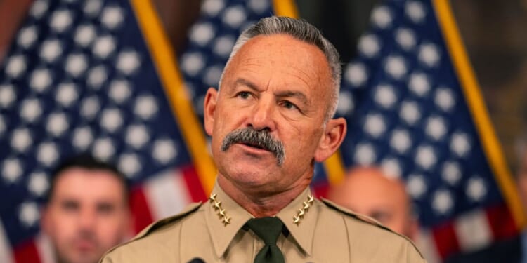 Sheriff Chad Bianco of Riverside County speaks during a news conference at the U.S. Capitol on May 15, 2024, in Washington, D.C.