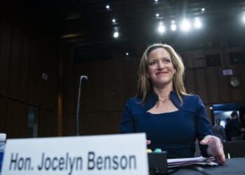 Michigan Secretary of State Jocelyn Benson speaks at the Senate Judiciary Committee on August 3, 2022.