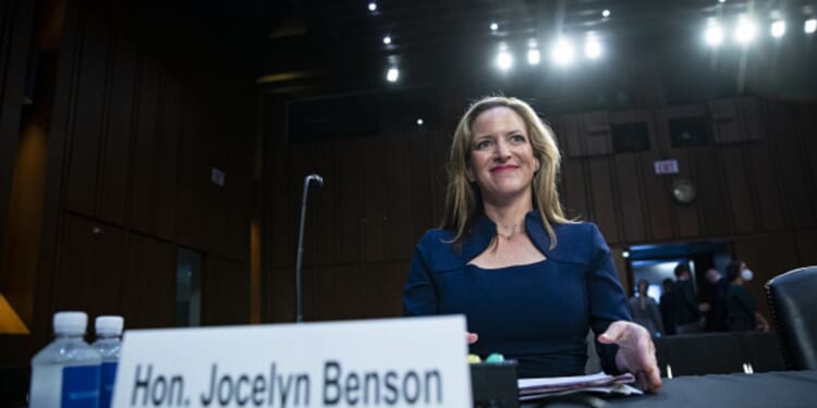 Michigan Secretary of State Jocelyn Benson speaks at the Senate Judiciary Committee on August 3, 2022.