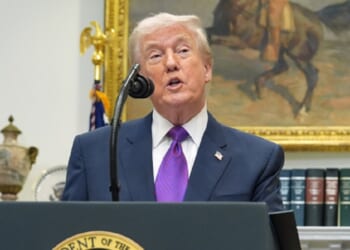 President Donald Trump, pictured speaking at the White House during a February event.
