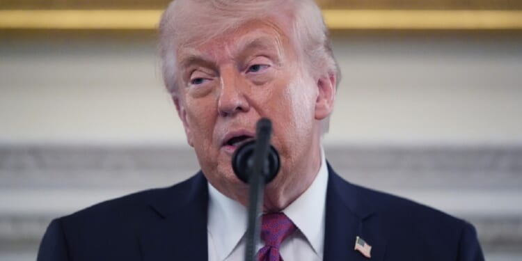 President Donald Trump, pictured speaking at the White House on Tuesday.