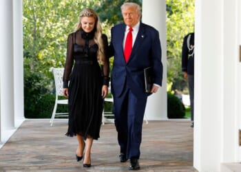 Erika Kirk, wife of late conservative activist Charlie Kirk, is pictured with President Donald Trump at the White House in October.