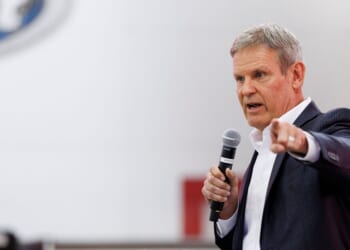 Tennessee Gov. Bill Lee speaks during a get out the vote event held in support of Republican congressional candidate Matt Van Epps on Dec. 1, 2025, in Franklin, Tennessee.