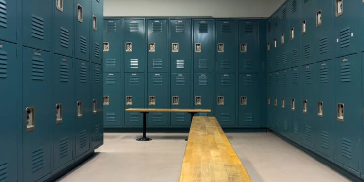 An empty locker room.
