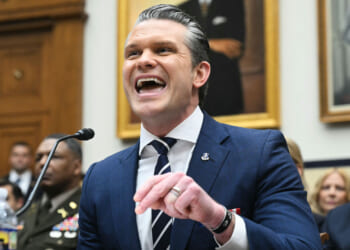 Secretary of War Pete Hegseth speaks to congressmen in a House Armed Services Committee hearing.