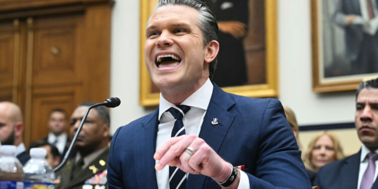 Secretary of War Pete Hegseth speaks to congressmen in a House Armed Services Committee hearing.