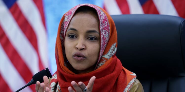 Rep. Ilhan Omar speaks during a hearing before the House Democratic Steering and Policy Committee at the U.S. Capitol on Feb. 12, 2026, in Washington, D.C.
