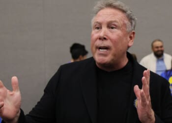 Billionaire Stephen Cloobeck speaks to reporters about his candidacy for California Governor at the California Democratic Party convention in Anaheim May 30, 2025. He later dropped out of the race and endorsed Rep. Eric Swalwell. Now, in the wake of Swalwell's resignation in the face of sexual abuse allegations, Cloobck says he's "no longer a Democrat."