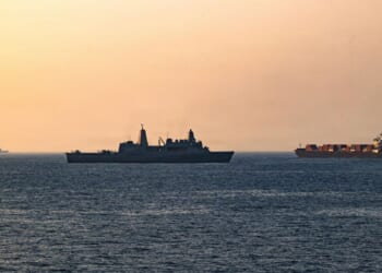 In this handout photo provided by U.S. Central Command, U.S. forces patrol the Arabian Sea near M/V Touska on April 20, 2026, after firing upon the Iranian-flagged vessel that the U.S. accused of attempting to violate the U.S. naval blockade of Iranian ports near the Strait of Hormuz.