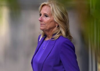 Then-first lady Jill Biden is pictured leaving federal court in Wilmington, Delaware, in June 2024 during court proceedings for her stepson, Hunter Biden.