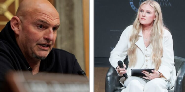 Pennsylvania Democratic Sen. John Fetterman, left; Erika Kirk, right.