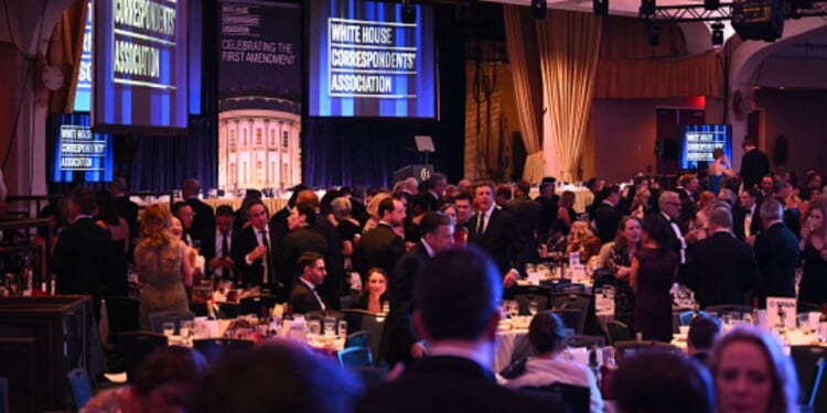 The Washington Hilton ballroom is filled with attendees of the White House Correspondents’ Dinner on April 25, 2026.