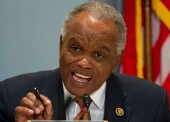Rep. David Scott, a Georgia Democrat, gestures as he speaks on Capitol Hill in Washington, D.C., in a file photo from October 2015. Scott’s death was announced Wednesday. He was 80 and had recently filed to run for a 13th term.