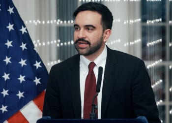 New York City Mayor Zohran Mamdani, shown in a file photo speaking at a Ramadan meal in March.