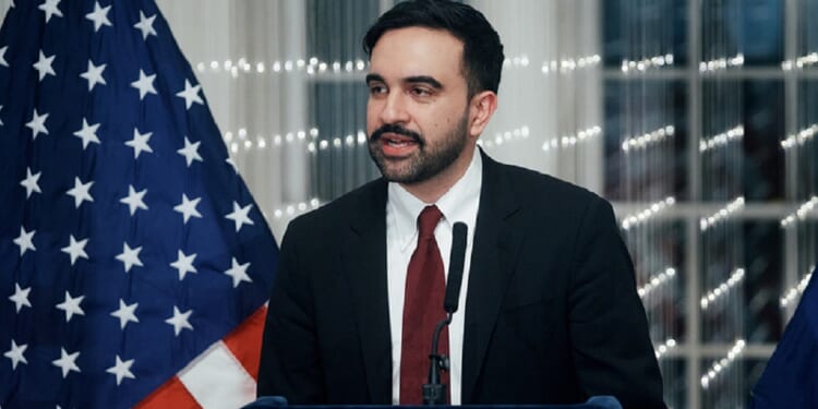 New York City Mayor Zohran Mamdani, shown in a file photo speaking at a Ramadan meal in March.