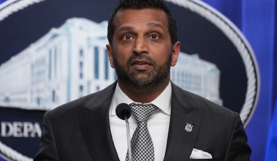 FBI Director Kash Patel speaks during a news conference at the Justice Department, Tuesday, April 21, 2026, in Washington. (AP Photo/Jacquelyn Martin)