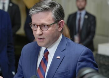 House Speaker Mike Johnson, pictured speaking on Capitol Hill in a March file photo.