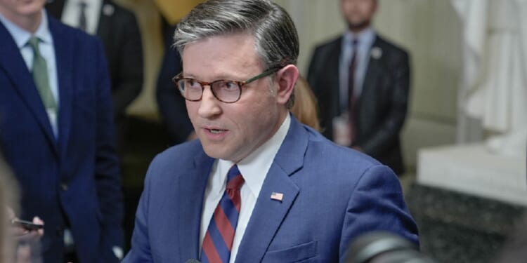 House Speaker Mike Johnson, pictured speaking on Capitol Hill in a March file photo.