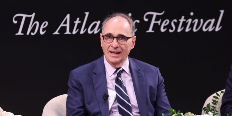David Axelrod speaks on stage during the "Election 2024" panel for The Atlantic Festival 2024 on Sept. 20, 2024, in Washington, D.C.