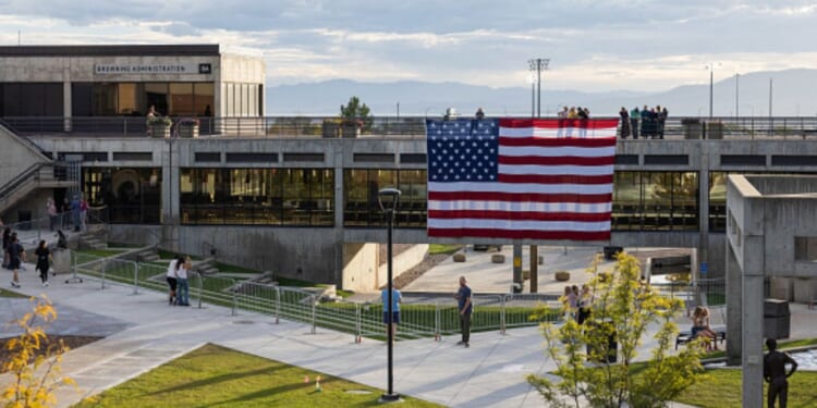 American flag flies at the Utah Valley University campus on September 19, 2025.