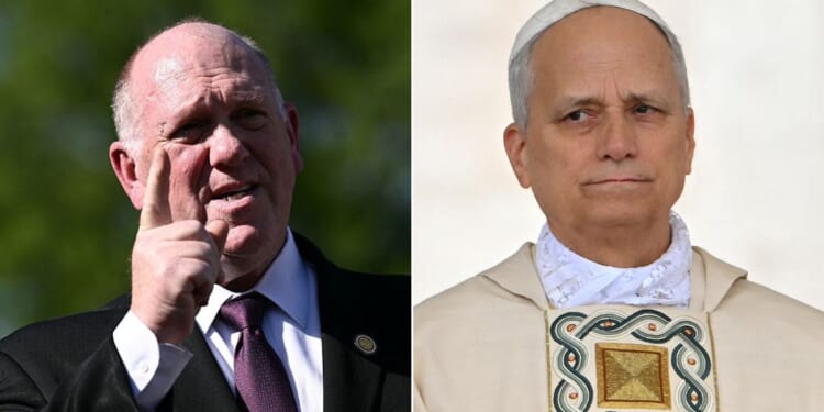 Border czar Tom Homan, left, who calls himself a "lifelong Catholic," said he believes Pope Leo XIV would have a different opinion if he could witness what Homan has seen in his 40 years in immigration enforcement.