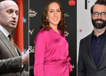 The liberal group's hit list included the names and locations of, from left, White House Deputy Chief of Staff Stephen Miller, left, Libs of TikTok's Chaya Raichik; and The Daily Wire's Matt Walsh.