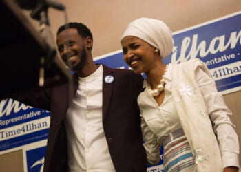 Ilhan Omar, candidate for State Representative for District 60B in Minnesota, with her husband Ahmed Hirisi.