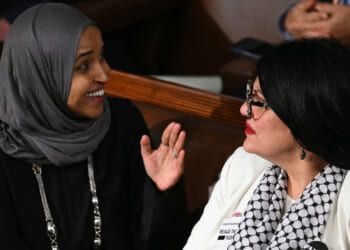 Squad members representative Tlaib and Omar at the State of the Union.