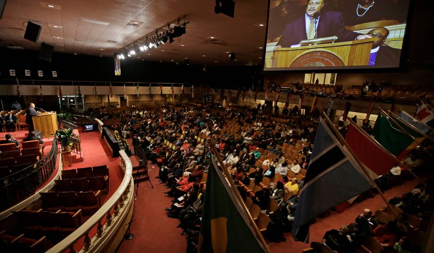 Martin Luther King III speaks at the Mason Temple on Wednesday, April 3, 2013, in Memphis, Tenn. (AP Photo/Mark Humphrey, File)